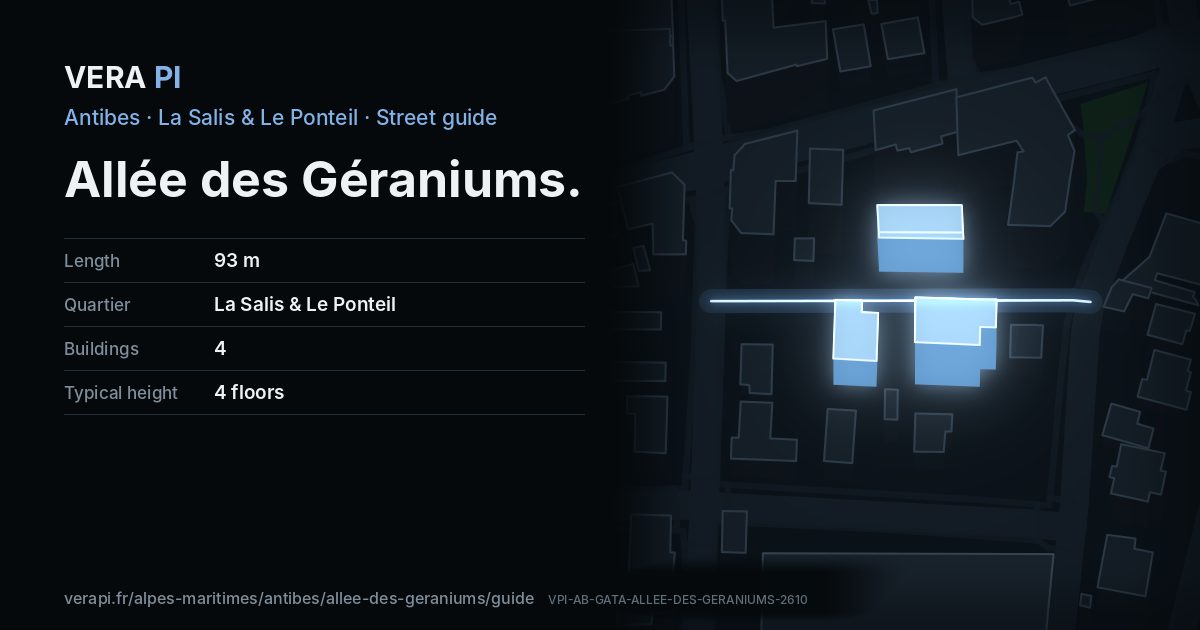 The VERA PI card for Allée des Géraniums