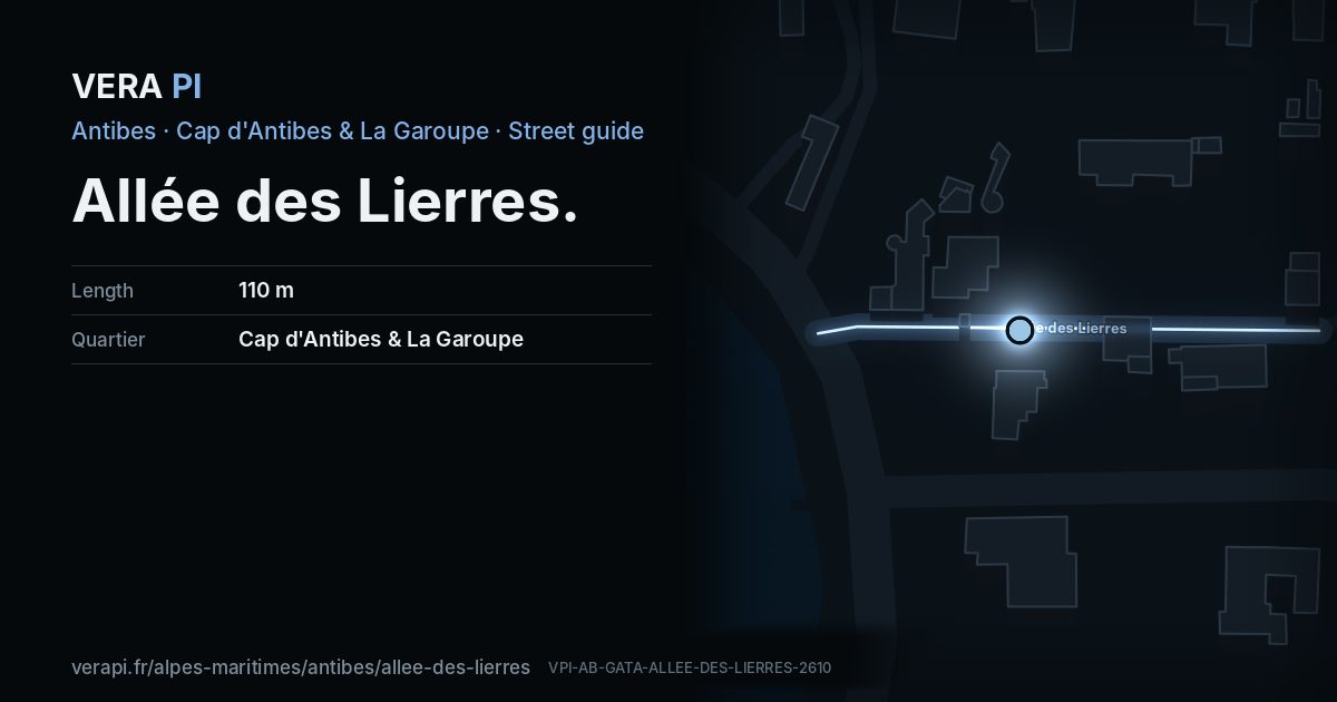 The VERA PI card for Allée des Lierres