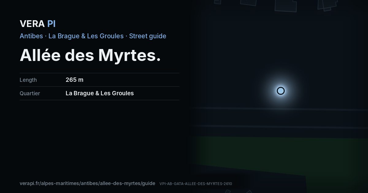 The VERA PI card for Allée des Myrtes