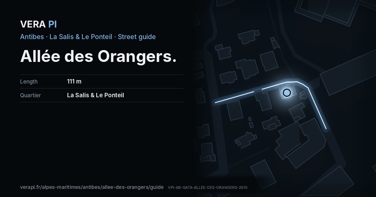 The VERA PI card for Allée des Orangers