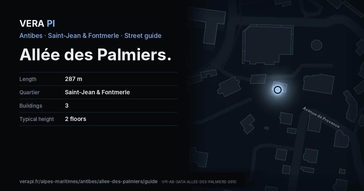 The VERA PI card for Allée des Palmiers