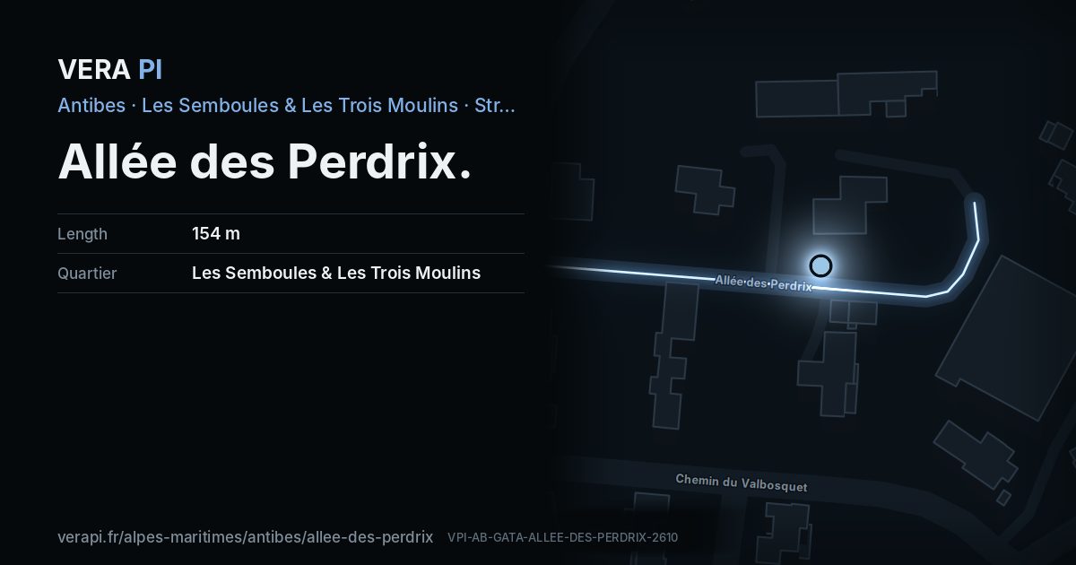 The VERA PI card for Allée des Perdrix