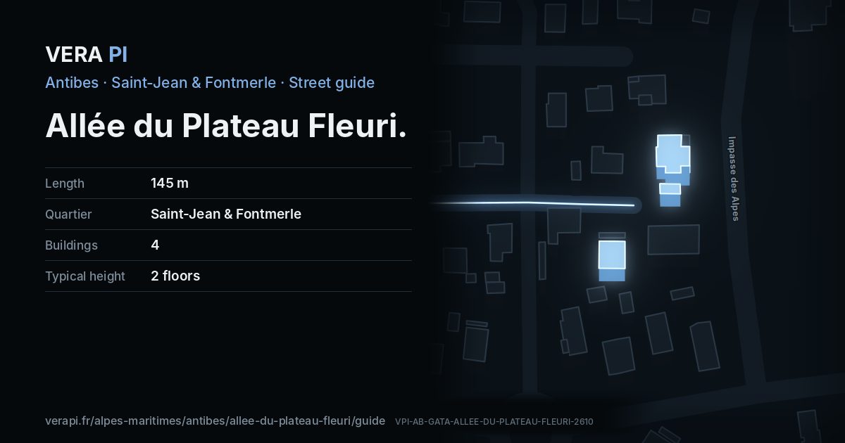 The VERA PI card for Allée du Plateau Fleuri
