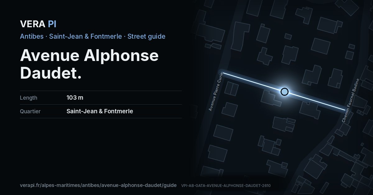 The VERA PI card for Avenue Alphonse Daudet