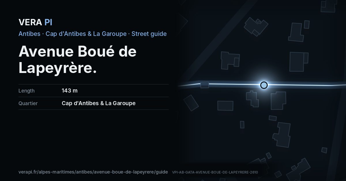 The VERA PI card for Avenue Boué de Lapeyrère