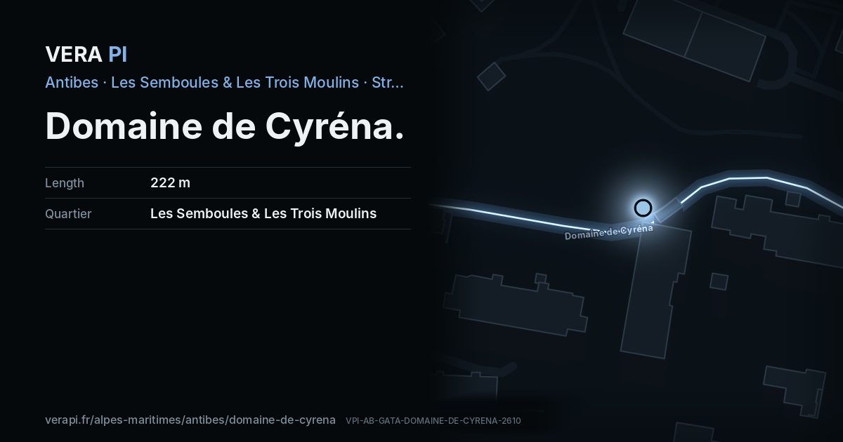 The VERA PI card for Domaine de Cyréna