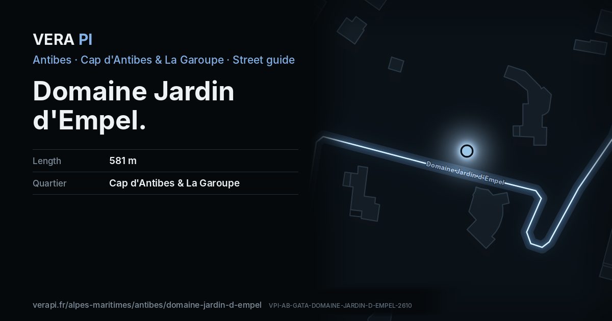 The VERA PI card for Domaine Jardin d'Empel