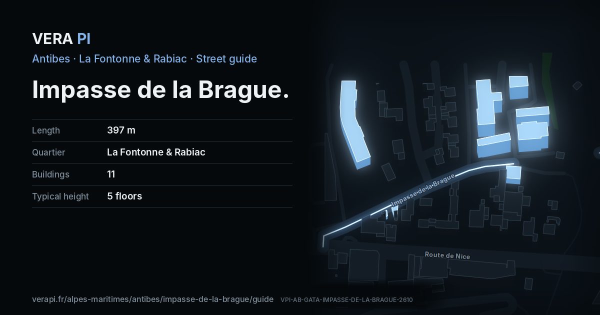 The VERA PI card for Impasse de la Brague