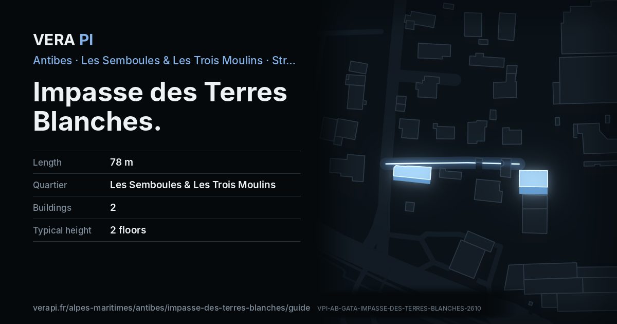 The VERA PI card for Impasse des Terres Blanches