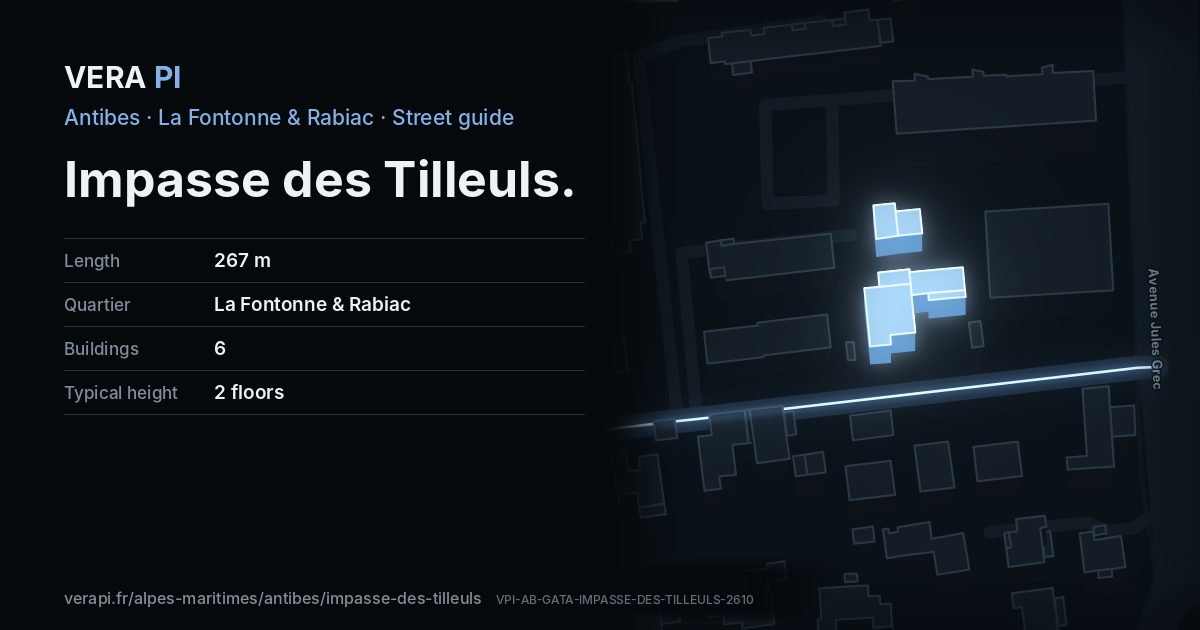 The VERA PI card for Impasse des Tilleuls