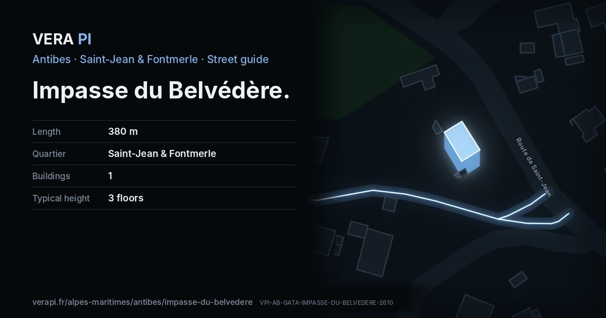 The VERA PI card for Impasse du Belvédère