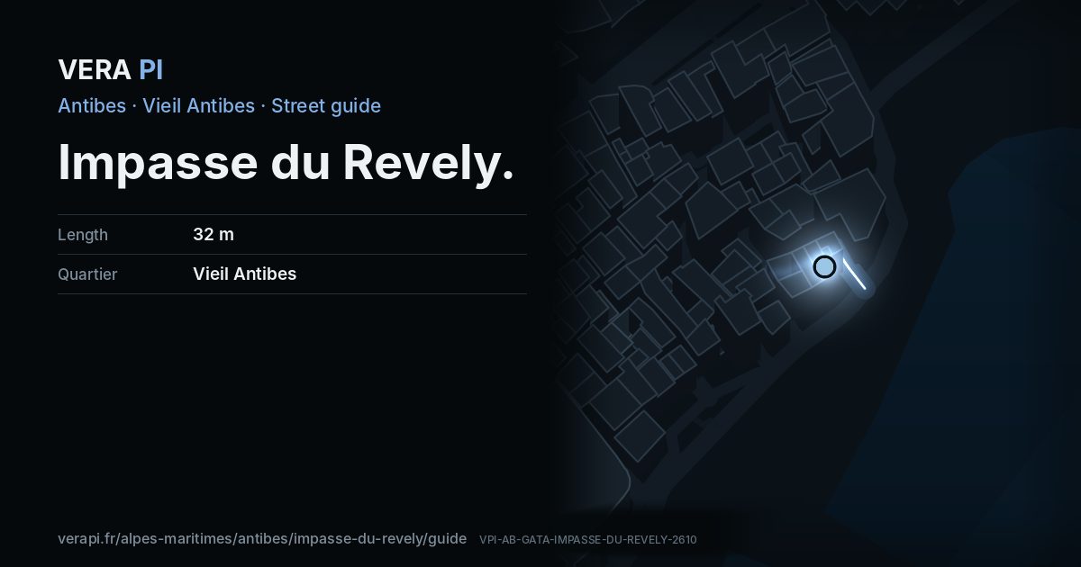 The VERA PI card for Impasse du Revely