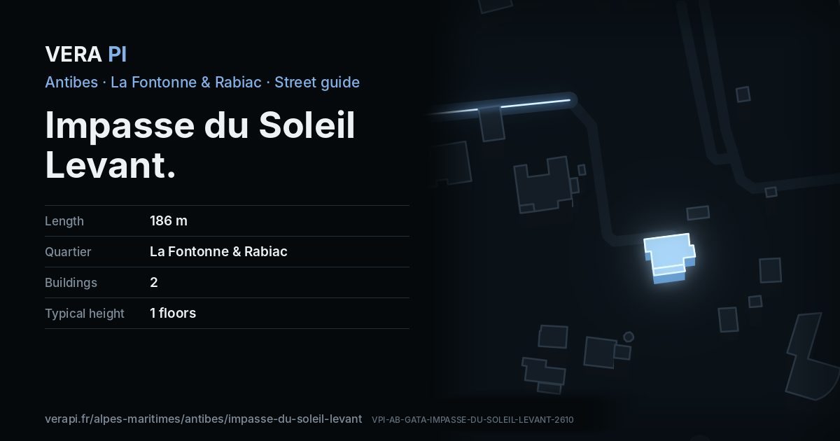 The VERA PI card for Impasse du Soleil Levant