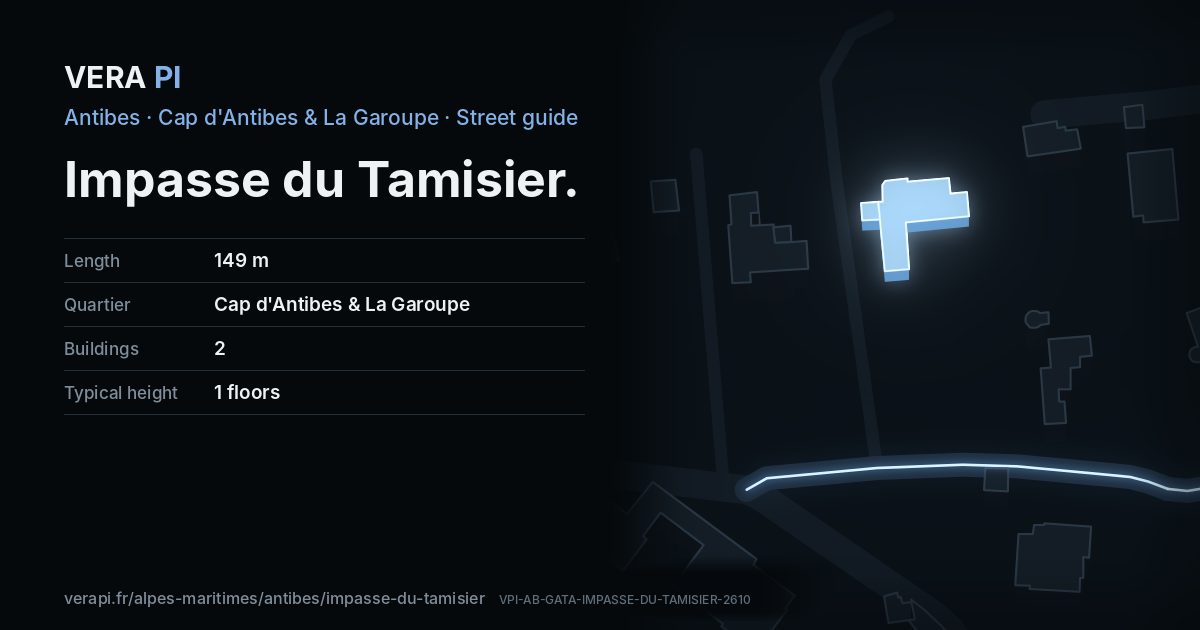 The VERA PI card for Impasse du Tamisier