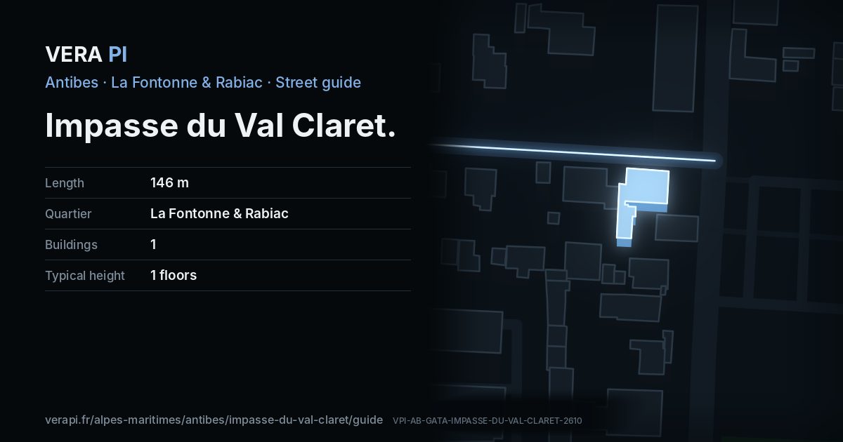 The VERA PI card for Impasse du Val Claret