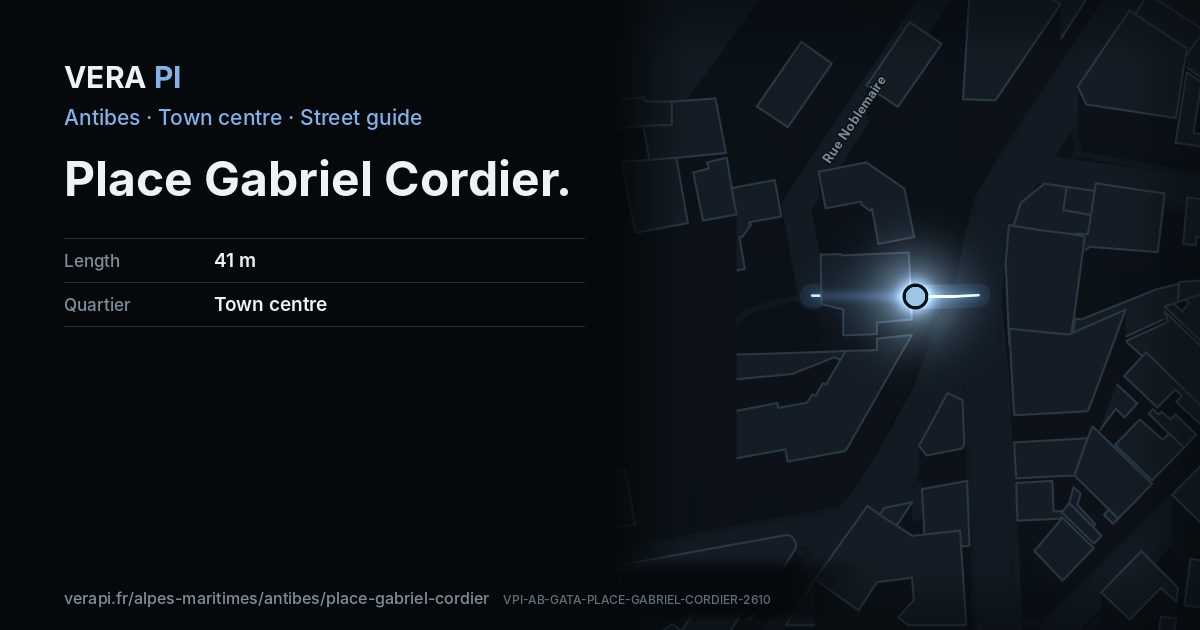 The VERA PI card for Place Gabriel Cordier