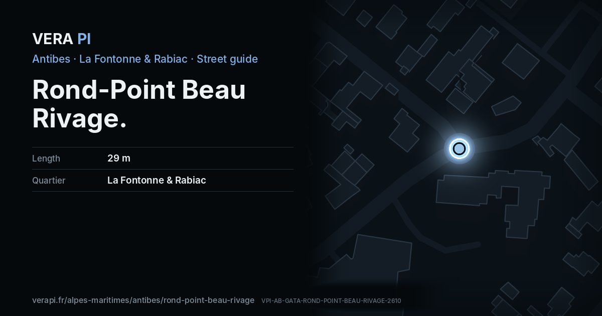 The VERA PI card for Rond-Point Beau Rivage