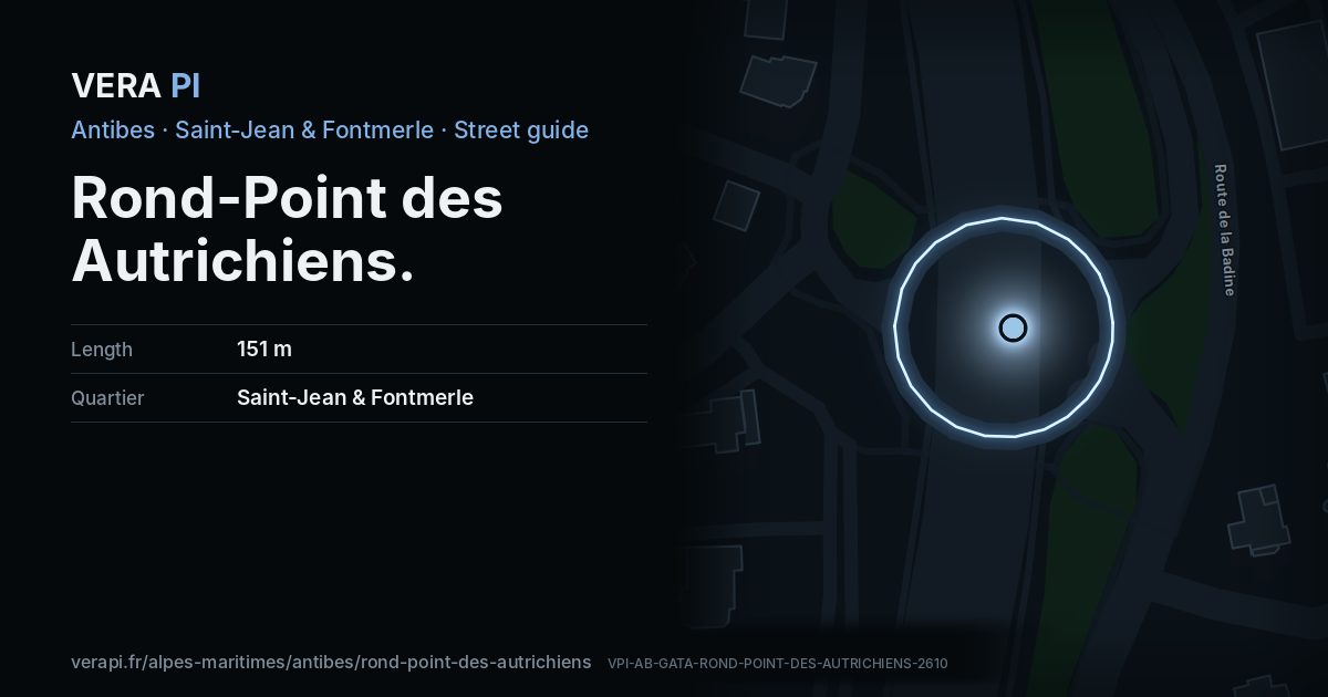 The VERA PI card for Rond-Point des Autrichiens
