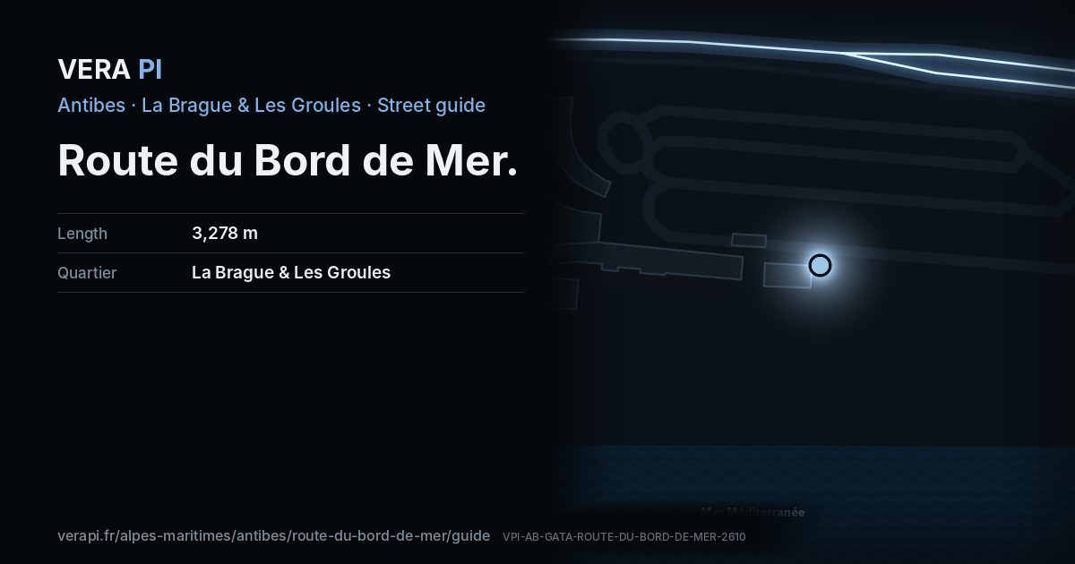 The VERA PI card for Route du Bord de Mer