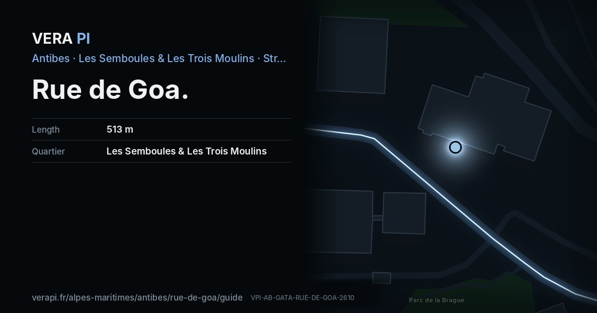 The VERA PI card for Rue de Goa