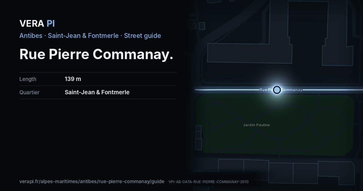 The VERA PI card for Rue Pierre Commanay