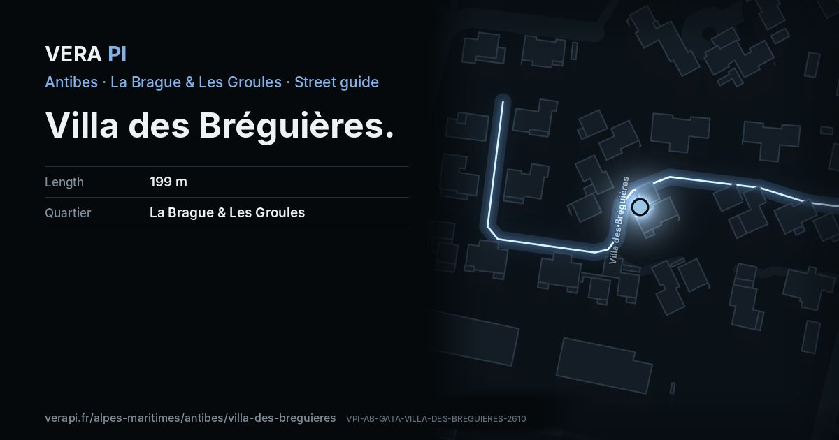 The VERA PI card for Villa des Bréguières