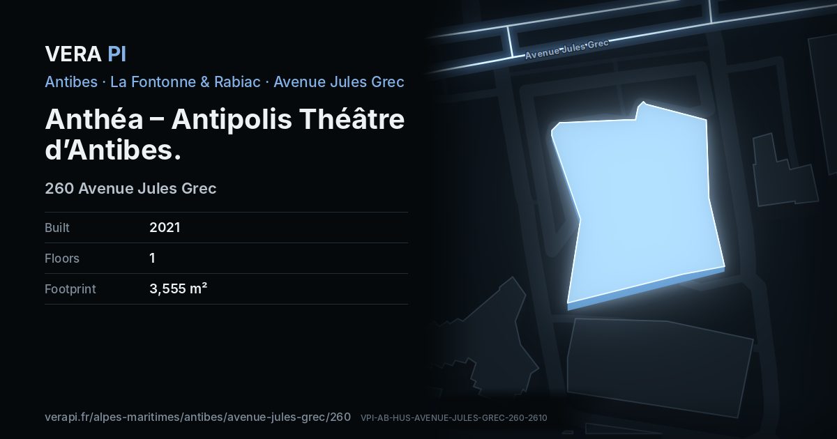 The VERA PI card for Anthéa – Antipolis Théâtre d’Antibes