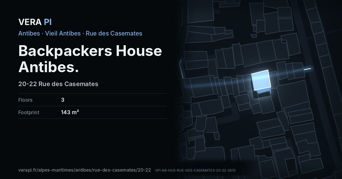 The VERA PI card for Backpackers House Antibes