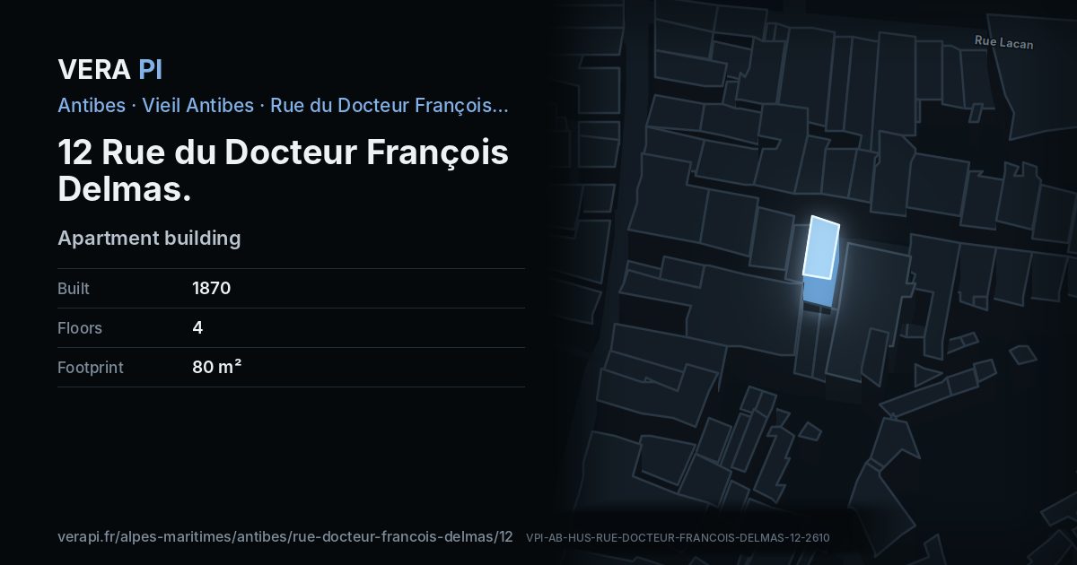 The VERA PI card for 12 Rue du Docteur François Delmas