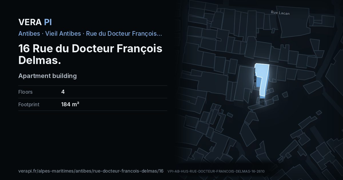 The VERA PI card for 16 Rue du Docteur François Delmas
