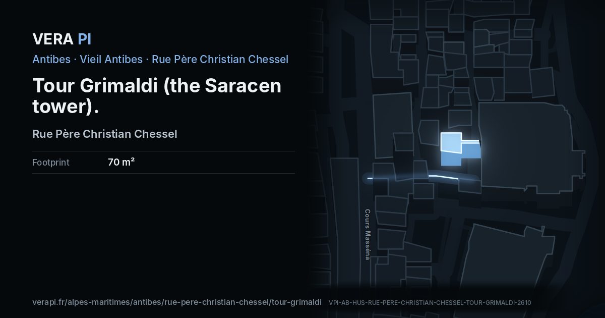The VERA PI card for Tour Grimaldi (the Saracen tower)