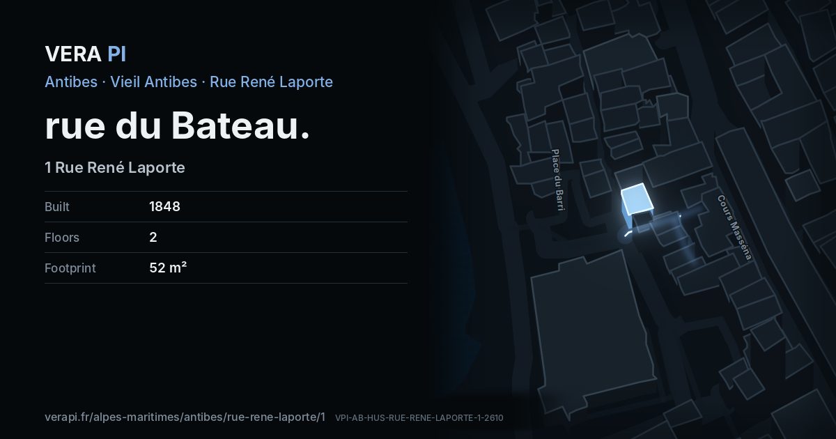 The VERA PI card for rue du Bateau