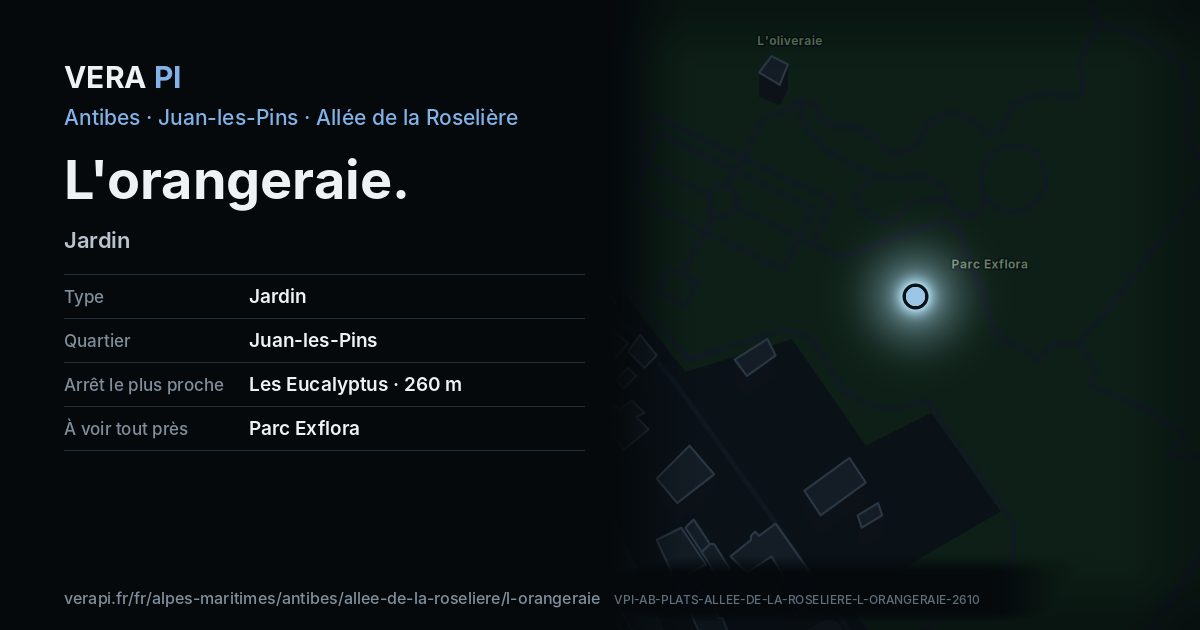 La carte VERA PI de L'orangeraie