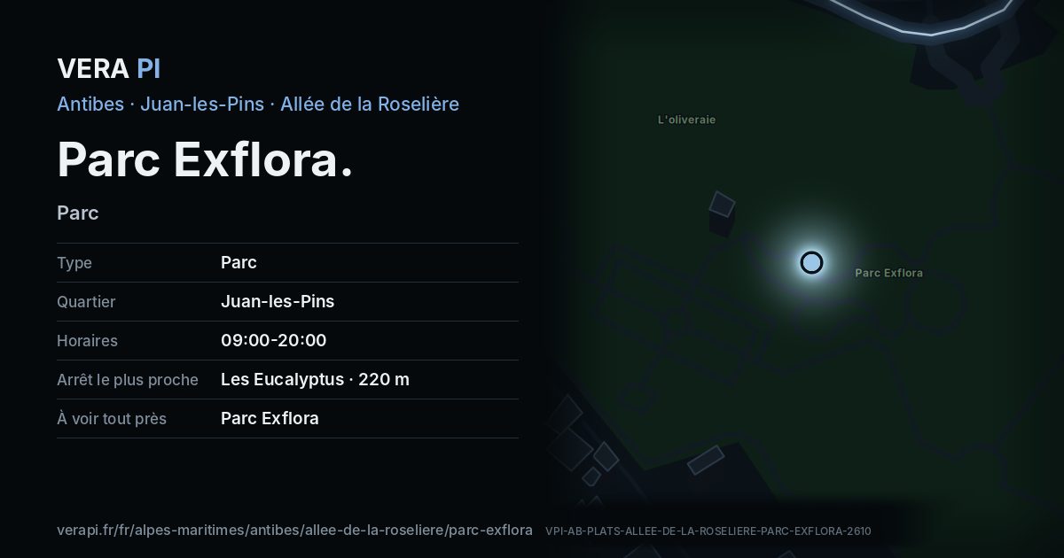La carte VERA PI de Parc Exflora