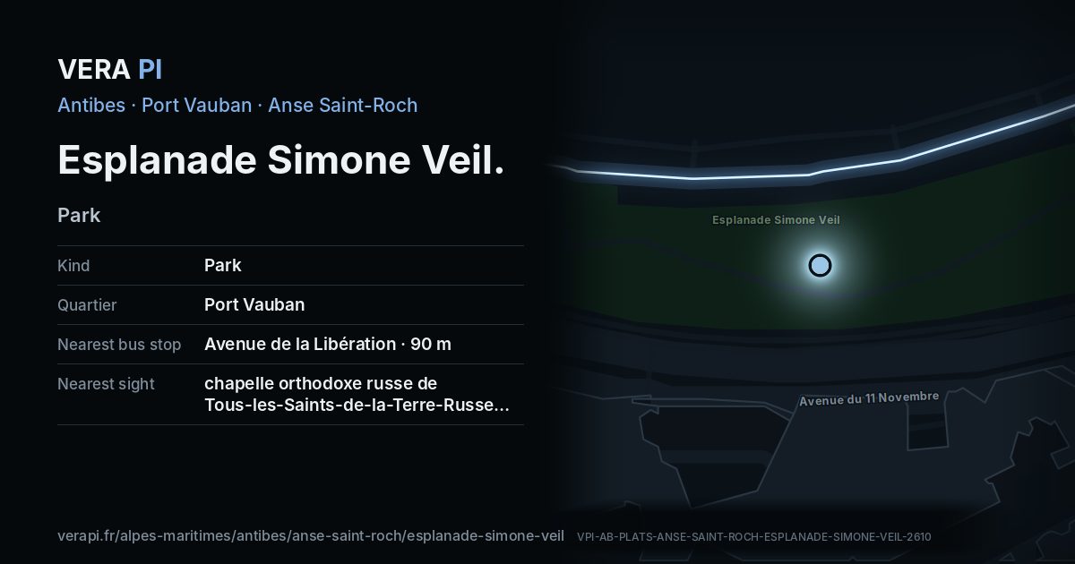 The VERA PI card for Esplanade Simone Veil