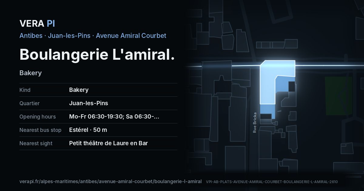 The VERA PI card for Boulangerie L'amiral