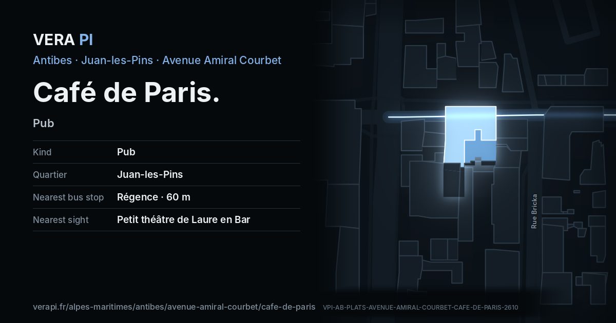 The VERA PI card for Café de Paris