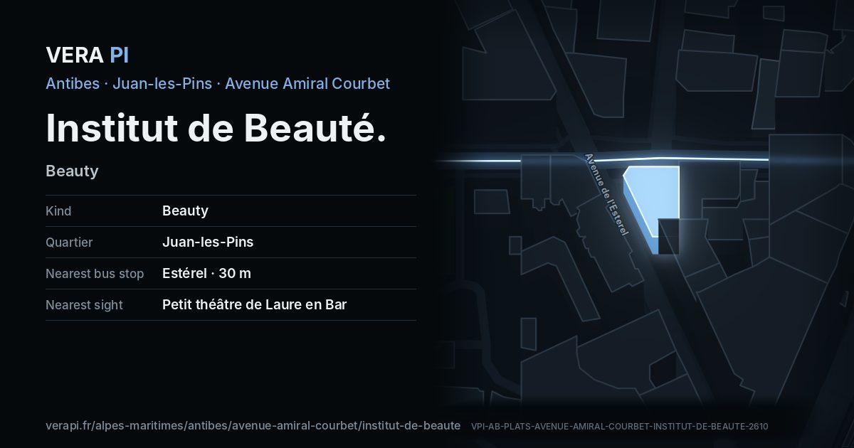 The VERA PI card for Institut de Beauté