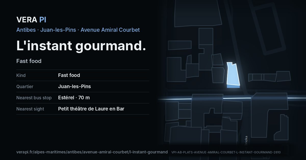 The VERA PI card for L'instant gourmand