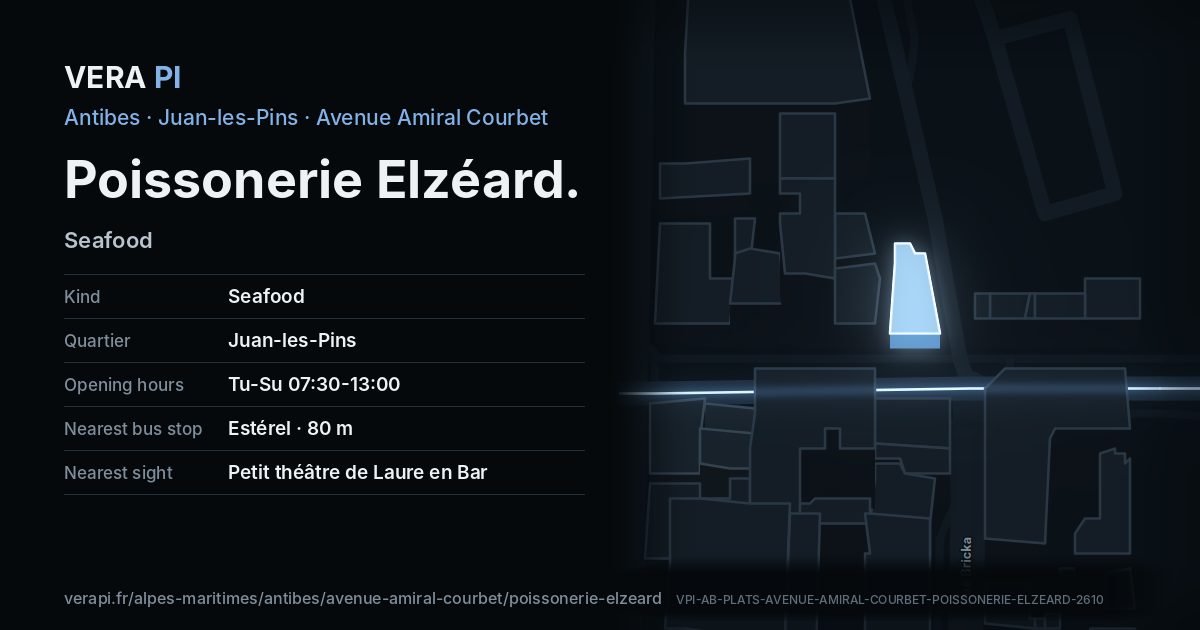 The VERA PI card for Poissonerie Elzéard