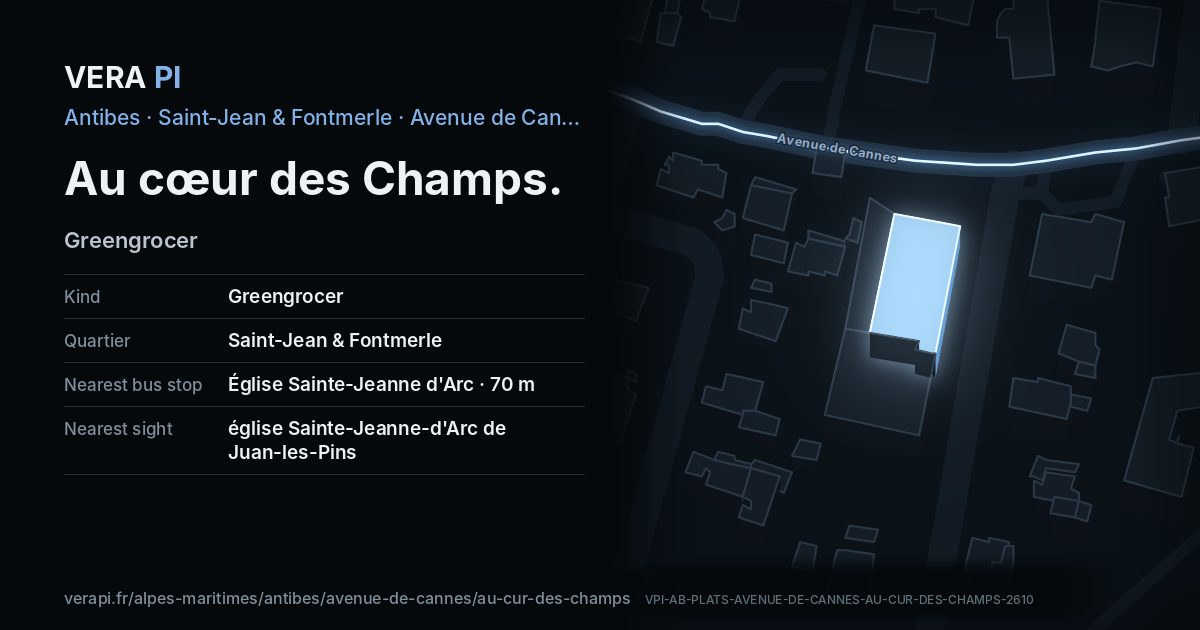 The VERA PI card for Au cœur des Champs
