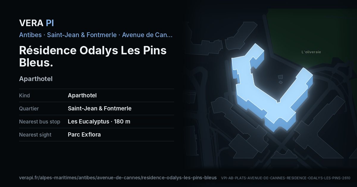 The VERA PI card for Résidence Odalys Les Pins Bleus