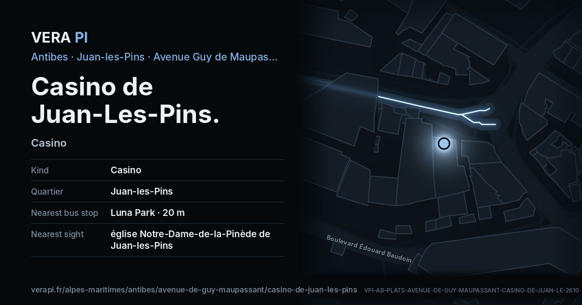 The VERA PI card for Casino de Juan-Les-Pins