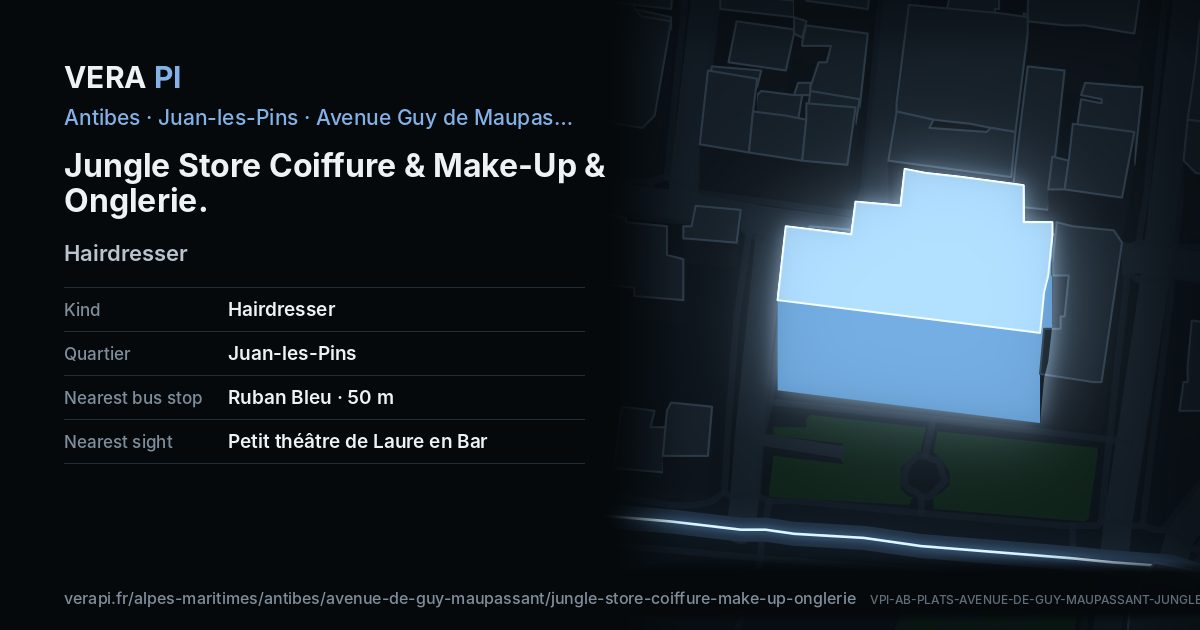 The VERA PI card for Jungle Store Coiffure & Make-Up & Onglerie