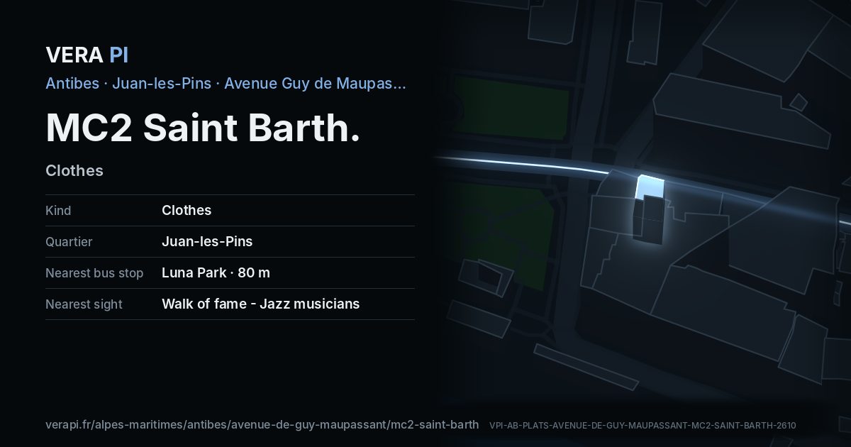 The VERA PI card for MC2 Saint Barth