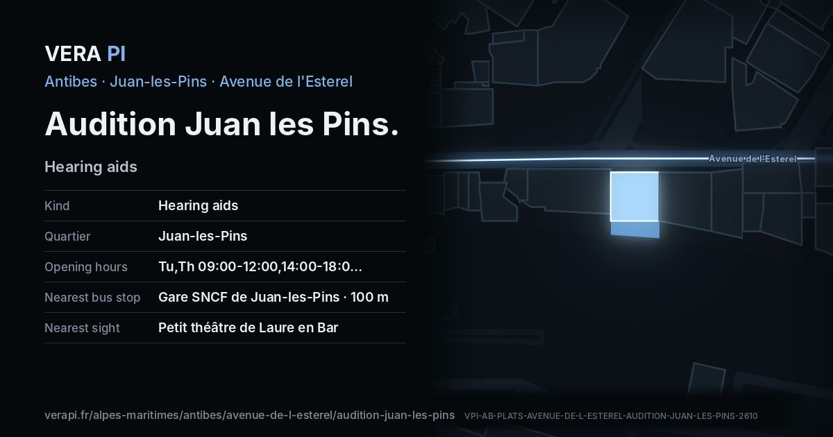 The VERA PI card for Audition Juan les Pins