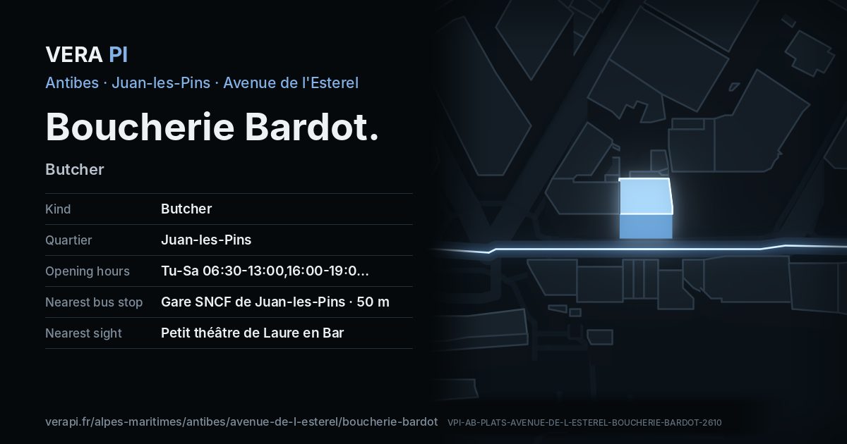 The VERA PI card for Boucherie Bardot