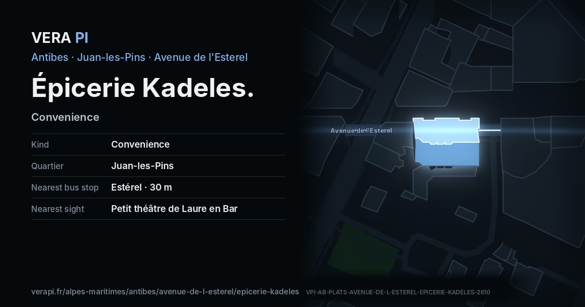 The VERA PI card for Épicerie Kadeles