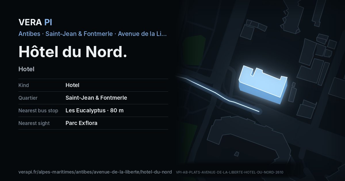 The VERA PI card for Hôtel du Nord