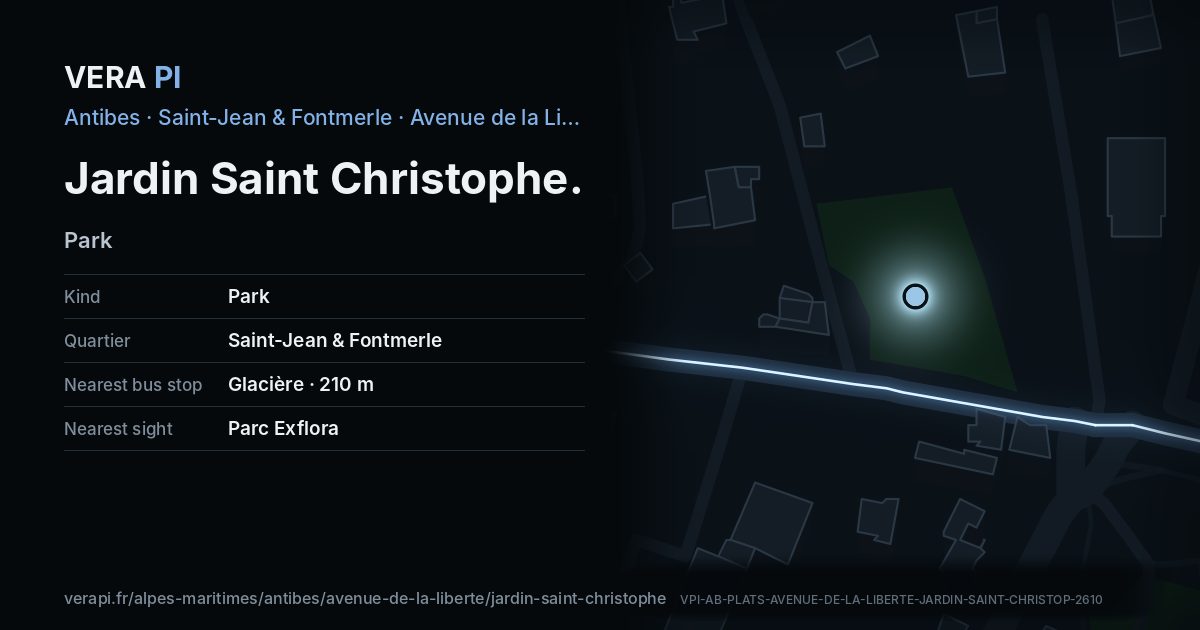 The VERA PI card for Jardin Saint Christophe